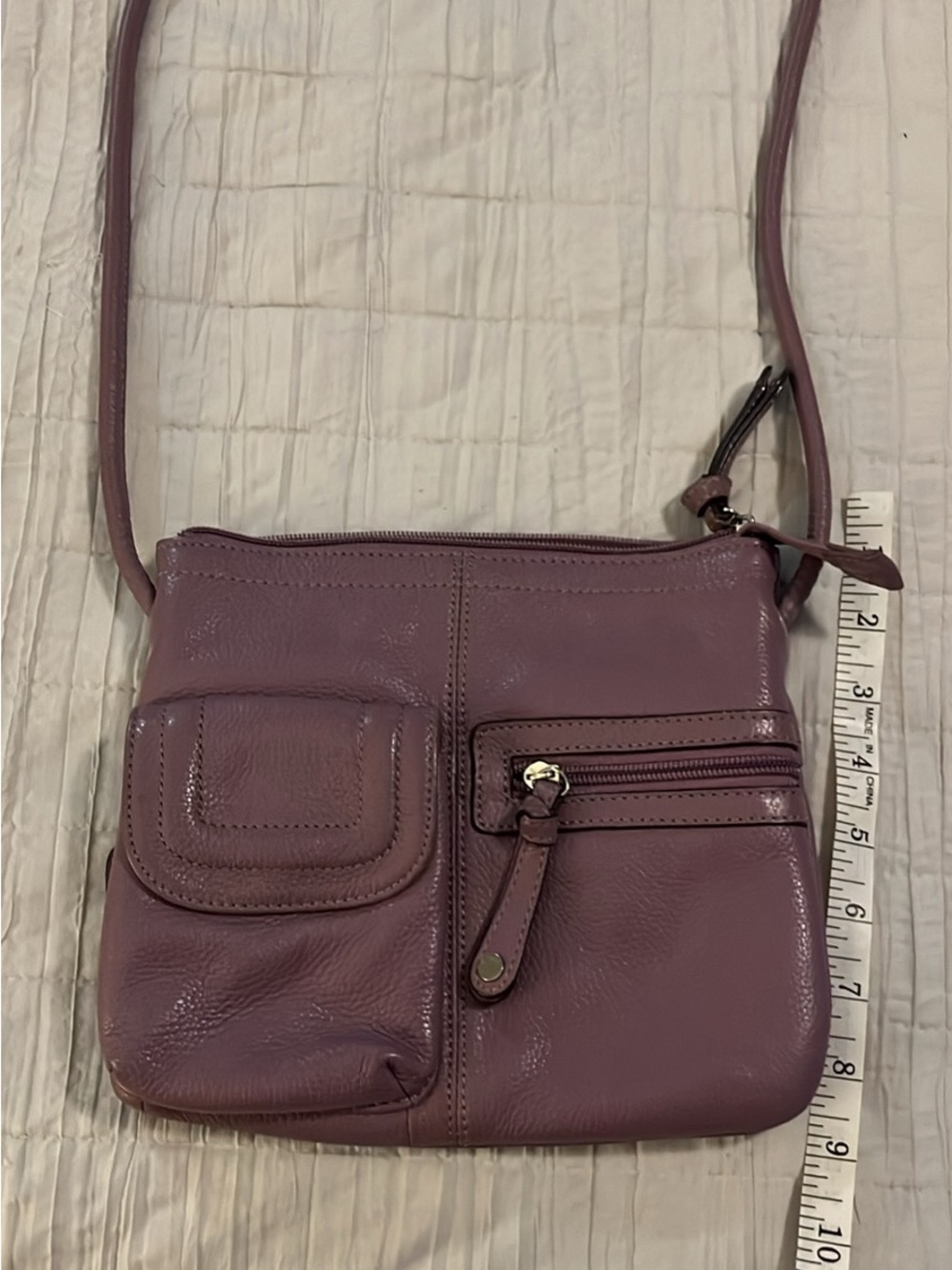 Versatile Mauve Purple Crossbody Bag with Front Pockets